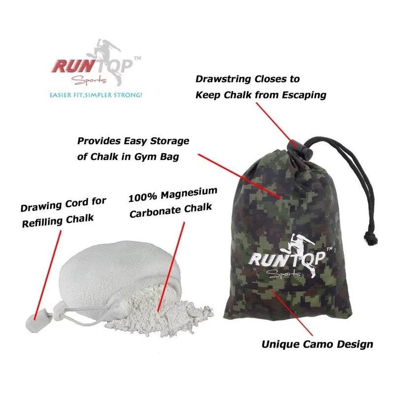 RUNTOP 2.4OZ Refillable Magnesium Carbonate Powder Gym Chalk Ball Bag Sock for Weightlifting Cross Fitness Training Gymnastics Rock Climbing Deadlifting Workout Bouldering Billiards Pole Dancing - Image 2